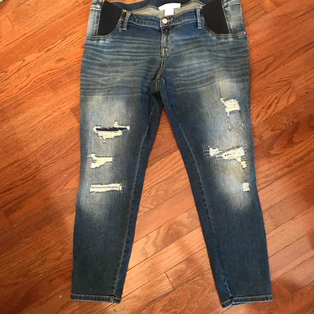 👖Liz Lange distressed maternity ankle jeans sz XL